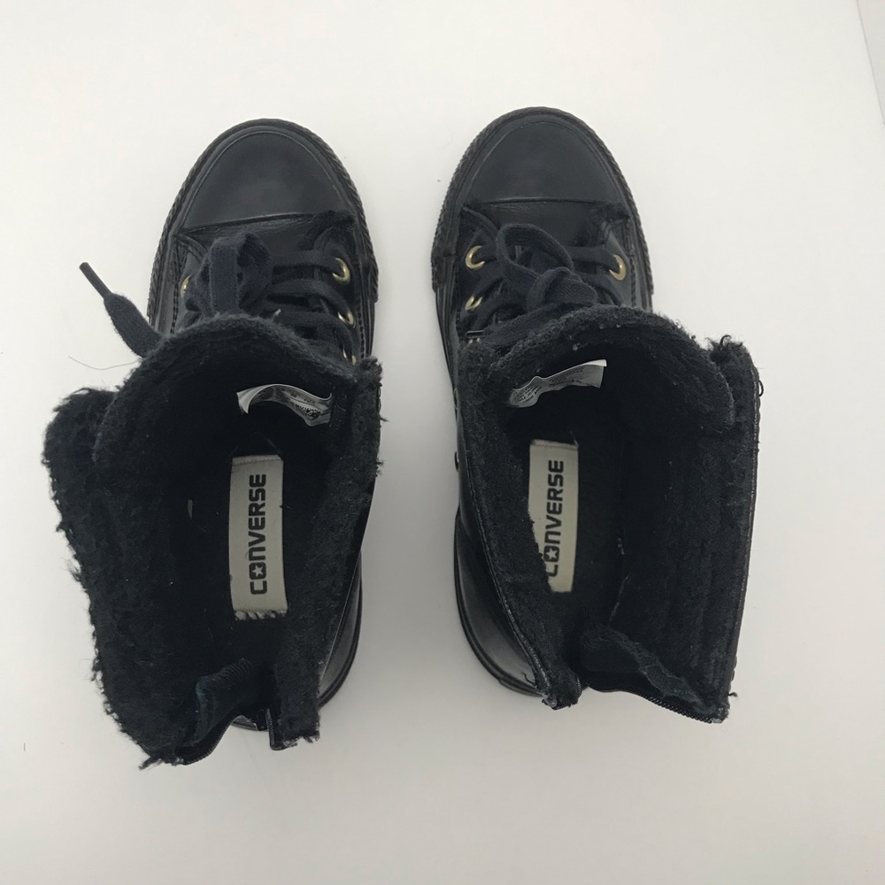 CONVERSE CT ALL STAR Sz 1 LEATHER FUR BOOT JUNIOR - Picture 6 of 8